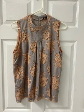 Staccato Steel Blue Lace Sleeveless Top SZ Large